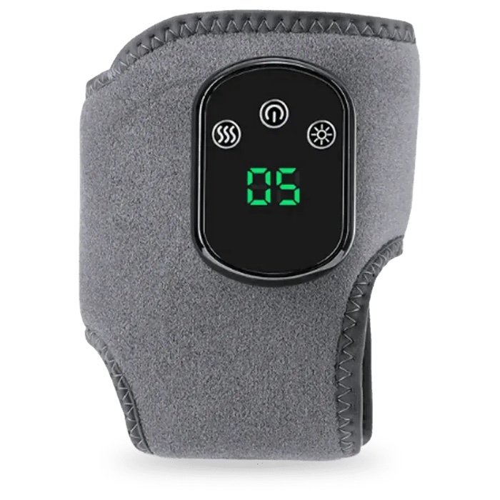 Struqt Foot Companion, a grey fabric foot wrap with a control unit and digital display.